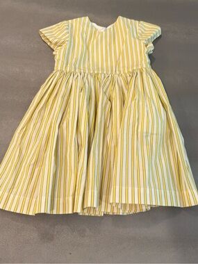 Coco Blanc Girls' Yellow Stripe Formal Dress with Gathered Skirt. Size 4